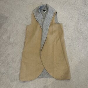 Talbots Women's Wool Blend Open Cardigan Double Face Reversible Tan Gray‎ Size S